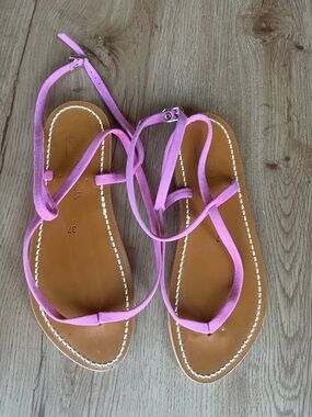 K. Jacques Saint-Tropez Pink Suede Wrap Sandals EU 37 NWOT Made in France